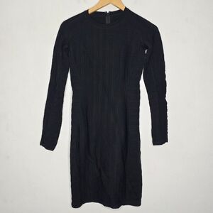 Rag & Bone Ada Ribbed Stretch Black Dress Textured Fitted‎ Long Sleeve Medium M